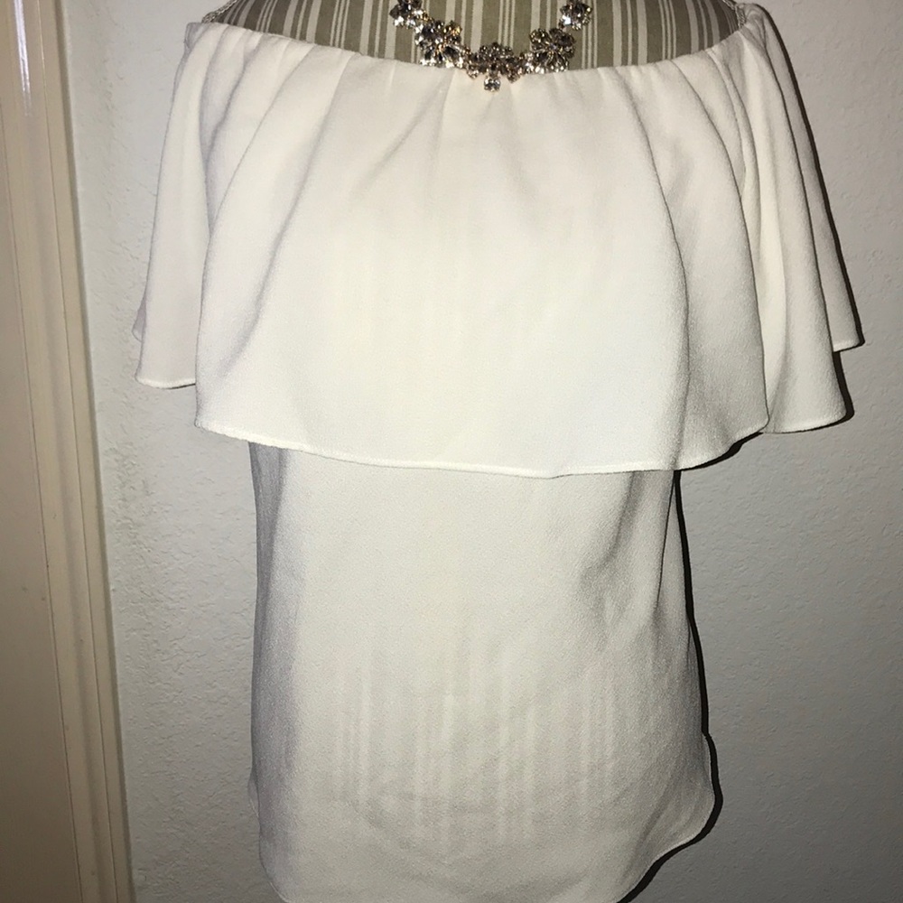 Rachel Roy off shoulder winter white blouse